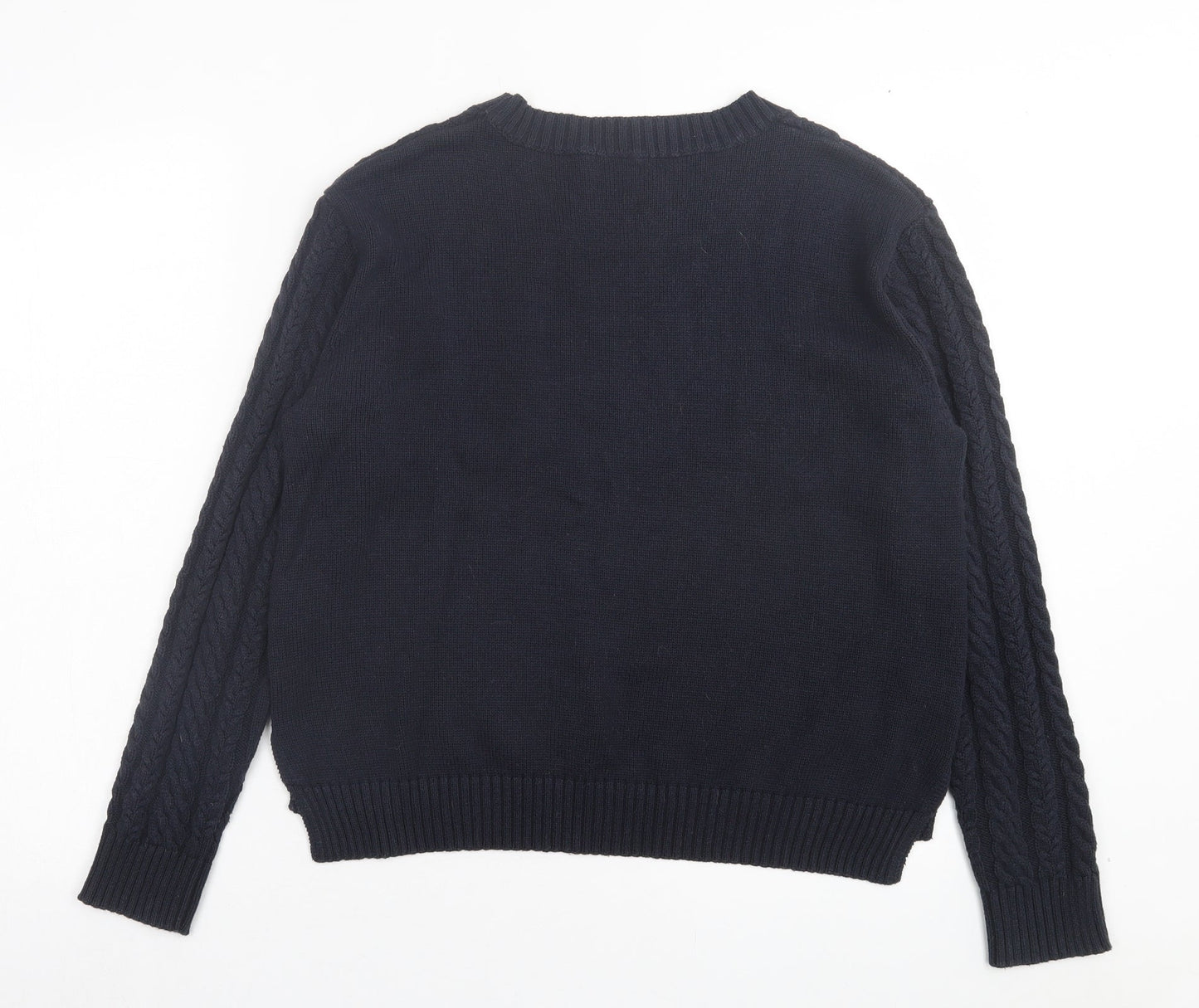 H&M Womens Blue Crew Neck Acrylic Pullover Jumper Size M
