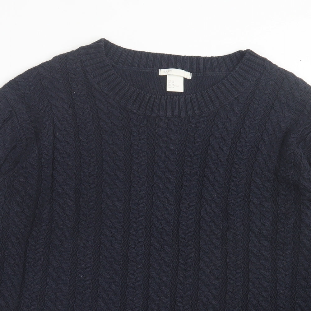 H&M Womens Blue Crew Neck Acrylic Pullover Jumper Size M
