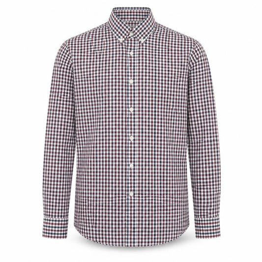 Next Mens Red Plaid Cotton Button-Up Size 14.5 Collared Button