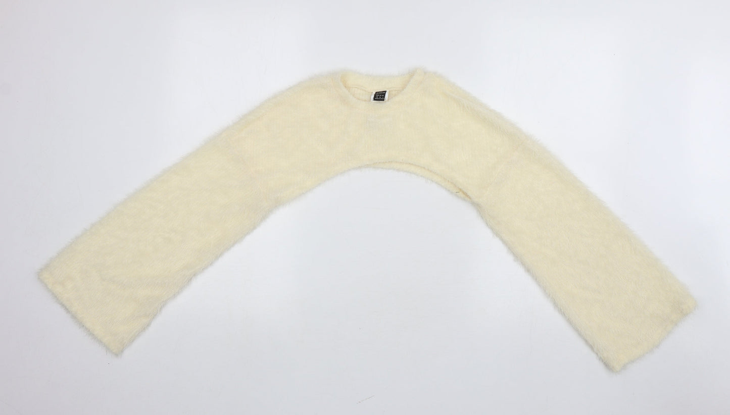 SheIn Womens Ivory Round Neck Polyester Shrug Jumper Size XS - Bodyless jumper