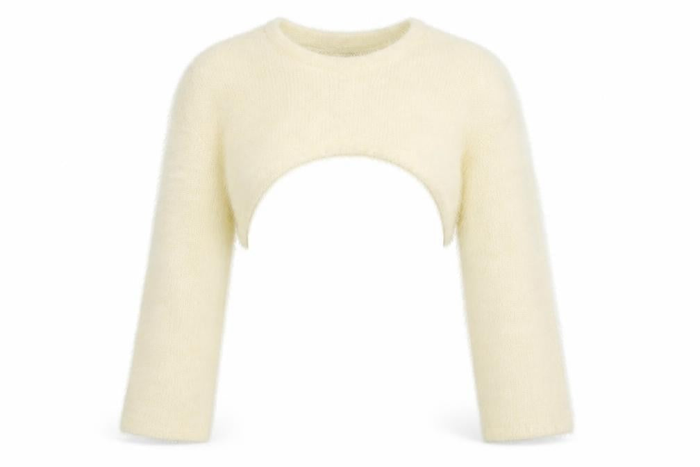 SHEIN Womens Ivory Round Neck Polyester Shrug Jumper Size XS - Bodyless jumper