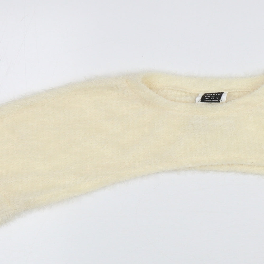 SheIn Womens Ivory Round Neck Polyester Shrug Jumper Size XS - Bodyless jumper