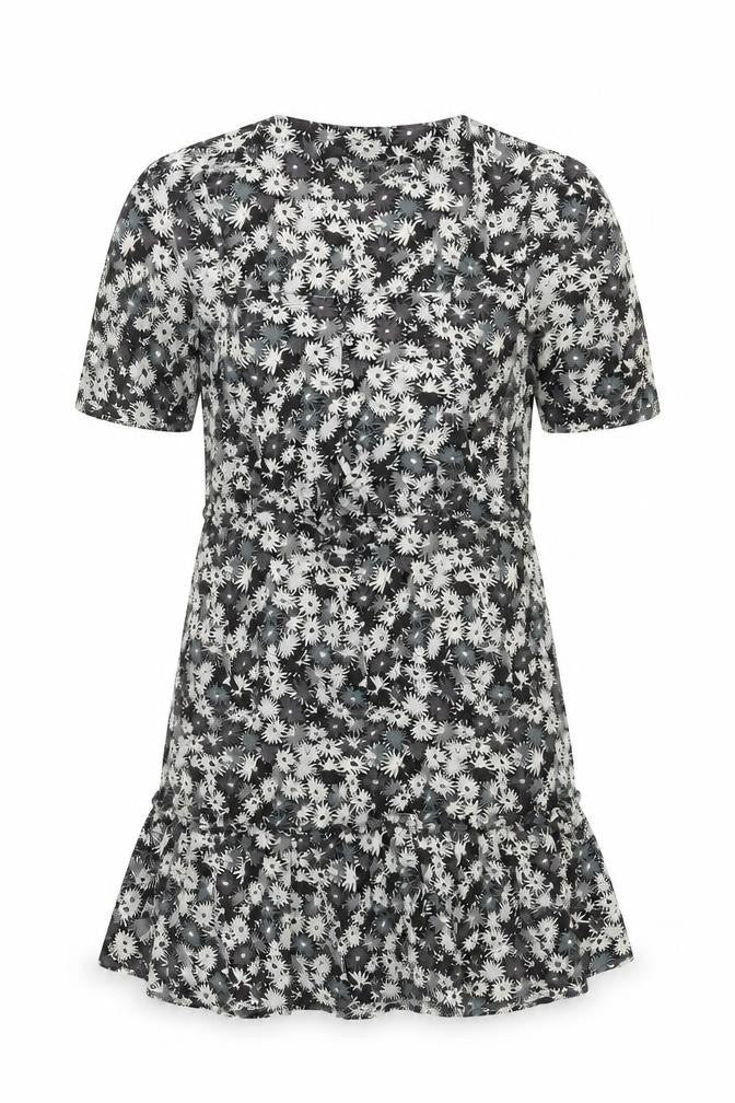 NEXT Womens Grey Floral Viscose Kaftan Size 12 Square Neck Pullover