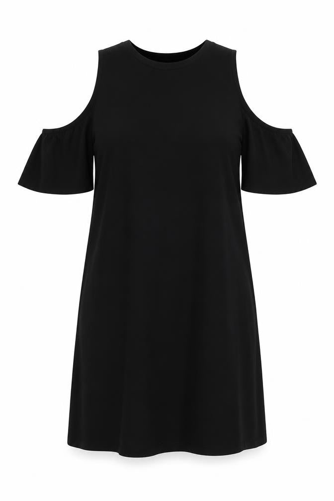 Zara Womens Black Polyester A-Line Size S Round Neck Pullover - Off the shoulder