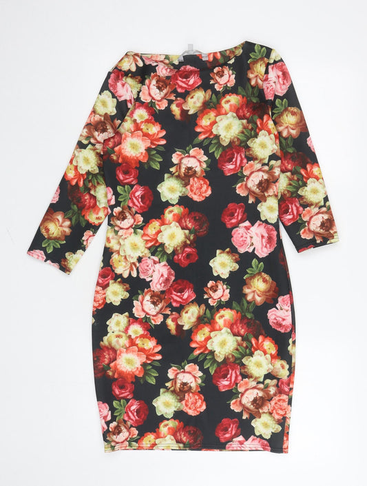 Red Herring Womens Multicoloured Floral Polyester Bodycon Size 8 Round Neck Pullover