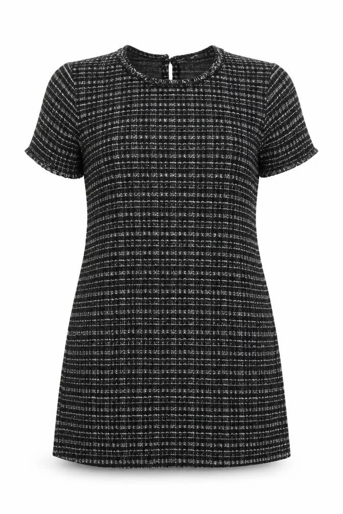 Defacto Womens Black Geometric Polyester A-Line Size XL Round Neck Pullover