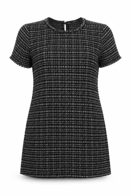 Defacto Womens Black Geometric Polyester A-Line Size XL Round Neck Pullover