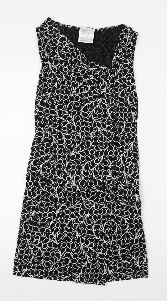 Preworn Womens Black Geometric Polyester Bodycon Size M V-Neck Pullover