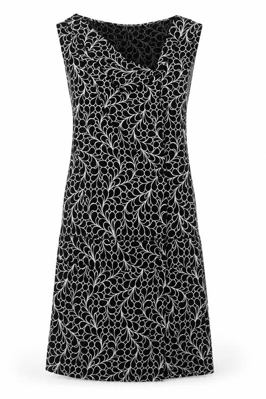 Womens Black Geometric Polyester Bodycon Size M V-Neck Pullover