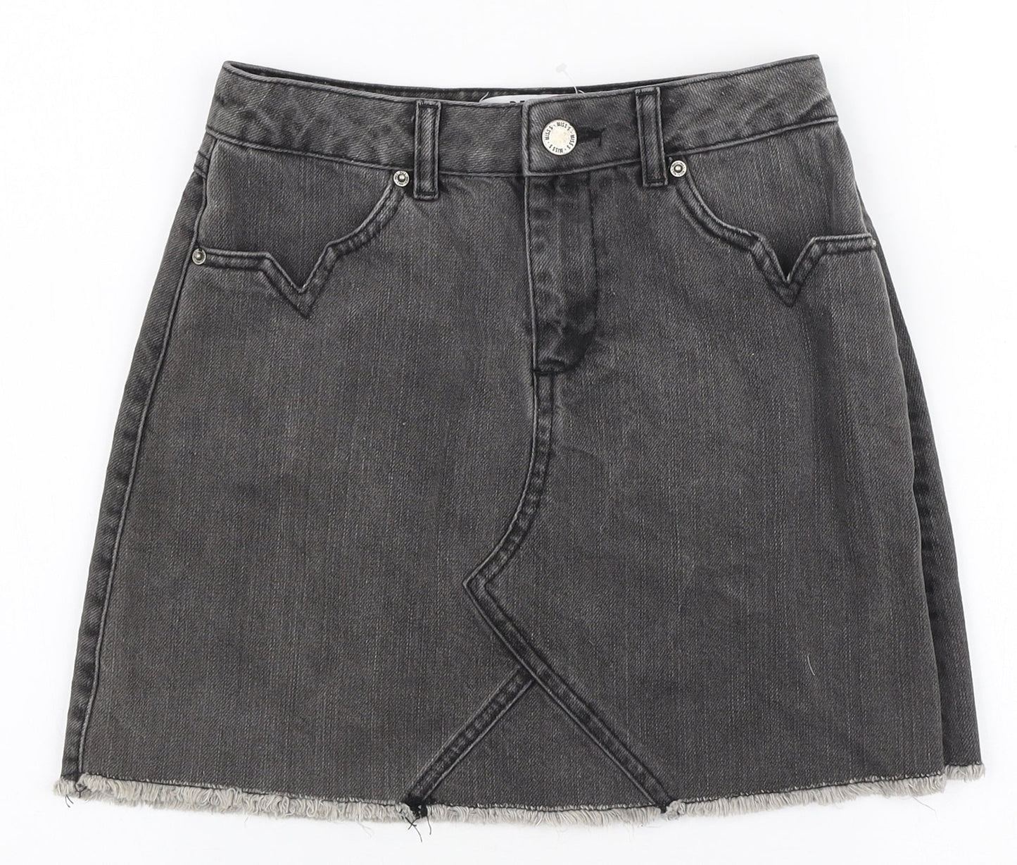 Miss Selfridge Womens Grey Cotton Mini Skirt Size 6 Zip