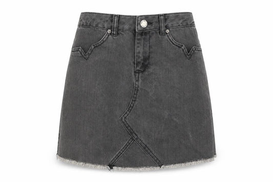 Miss Selfridge Womens Grey Cotton Mini Skirt Size 6 Zip