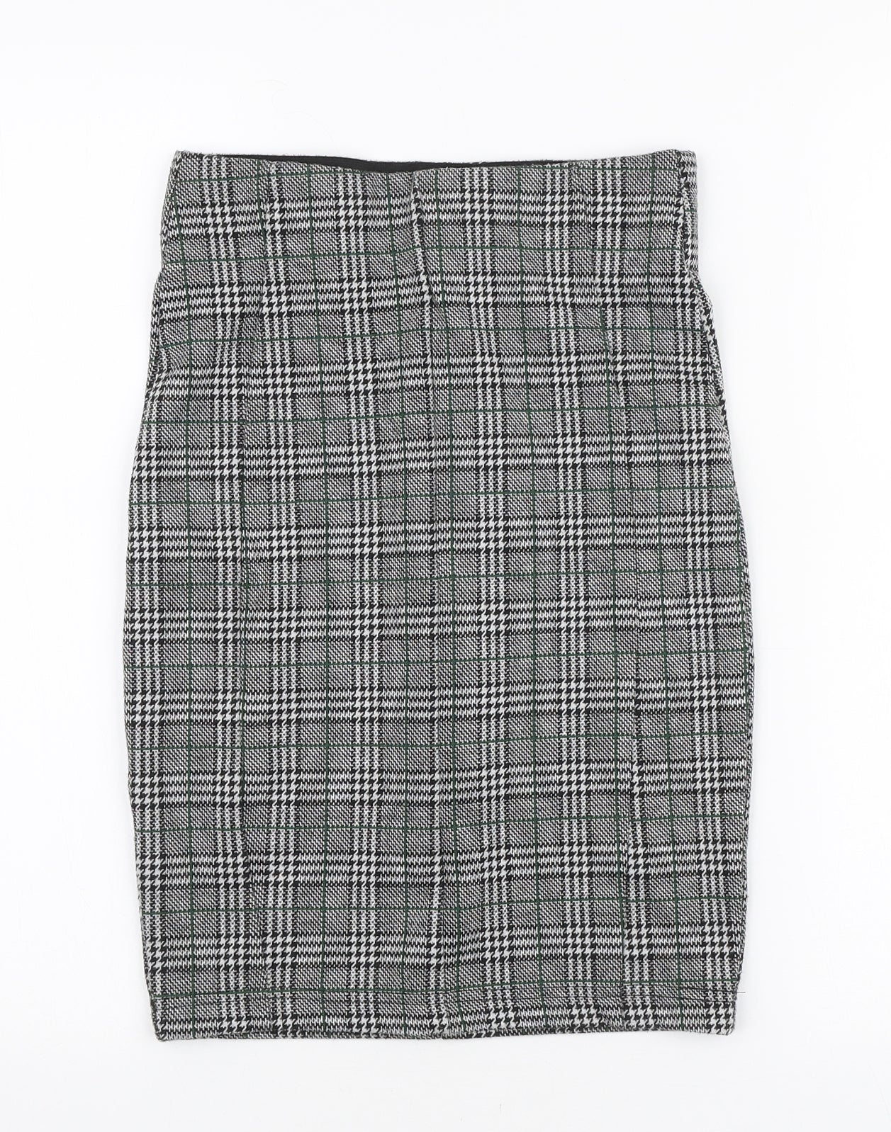 Stradivarius Womens Black Plaid Polyester Straight & Pencil Skirt Size 6