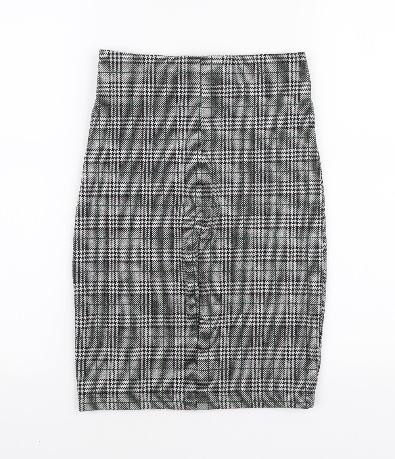 Stradivarius Womens Black Plaid Polyester Straight & Pencil Skirt Size 6
