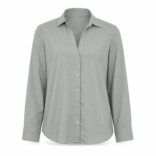 H&M Womens Green Polyester Basic Button-Up Size S Collared