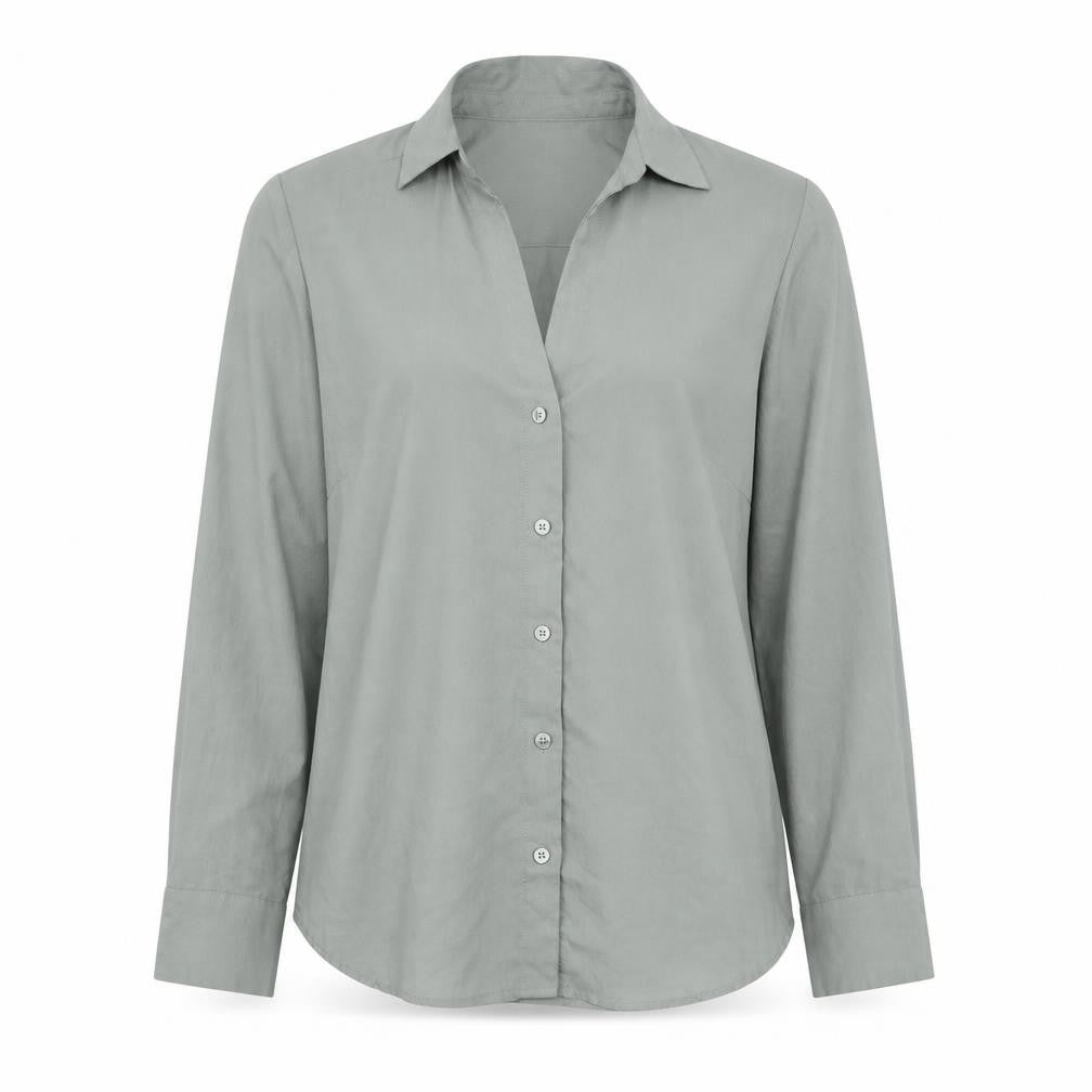 H&M Womens Green Polyester Basic Button-Up Size S Collared