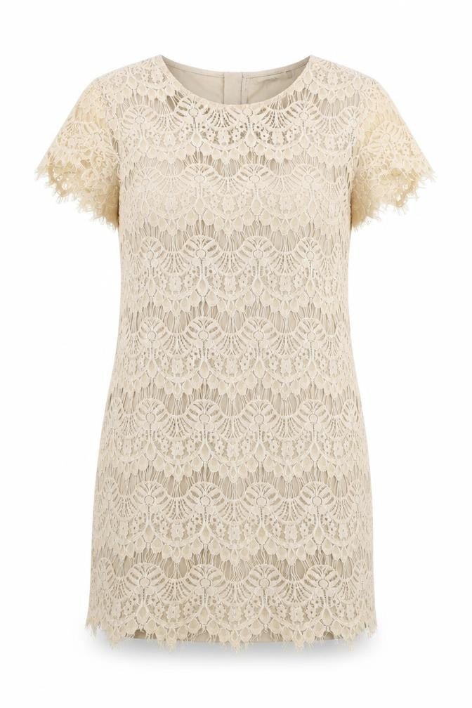 FOREVER 21 Womens Ivory Rayon Mini Size 10 Round Neck Zip