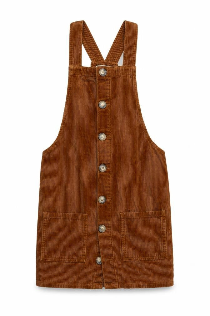 Denim & Co. Womens Brown 100% Cotton Dungaree One-Piece Size 6 Button