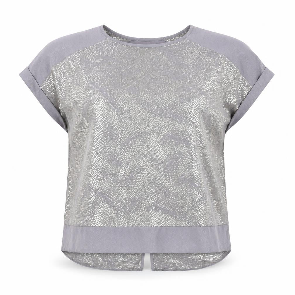 Wallis Womens Grey Animal Print Polyester Basic Blouse Size S Round Neck