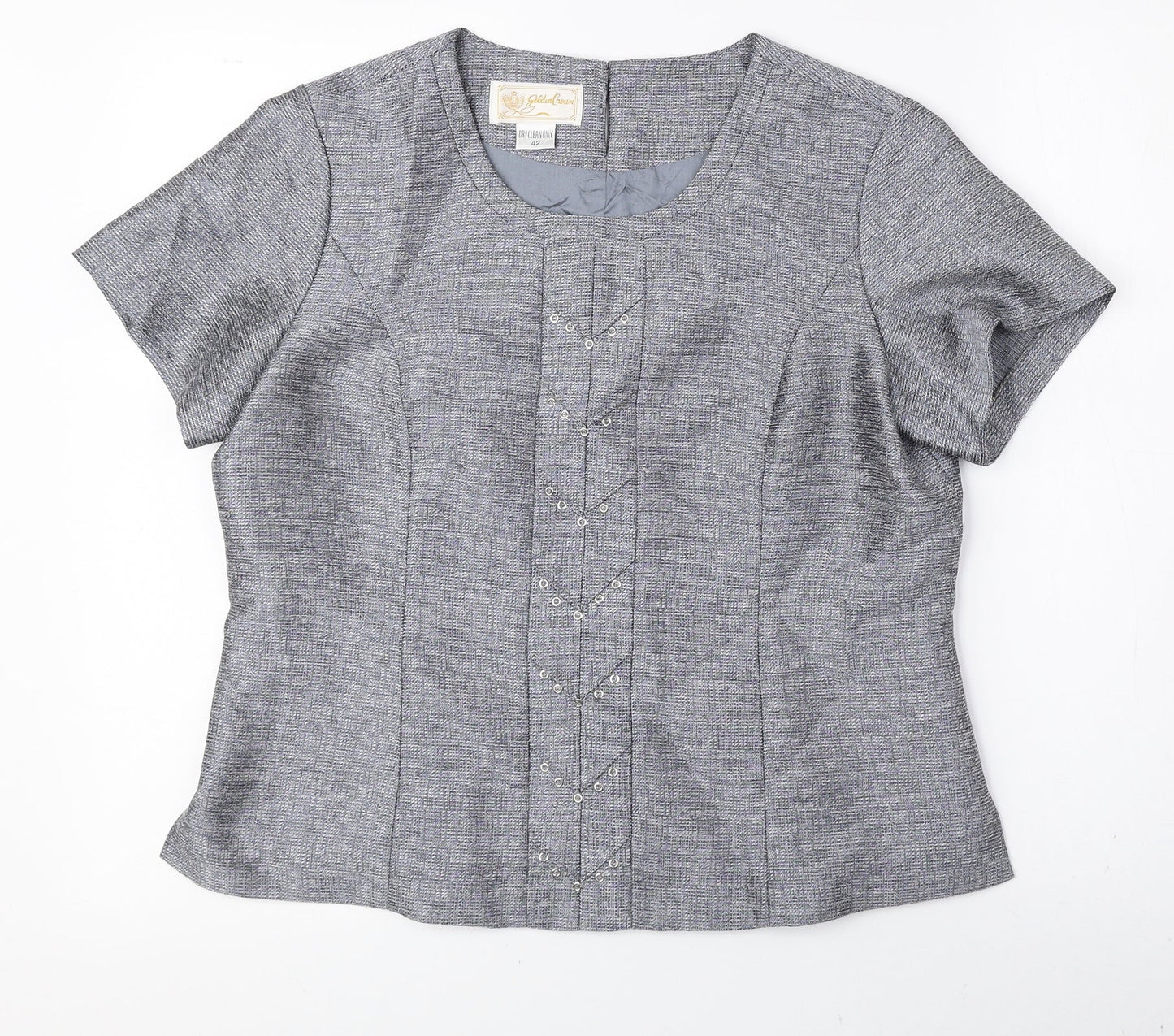 Golden Crown Womens Grey Polyester Basic T-Shirt Size 14 Scoop Neck