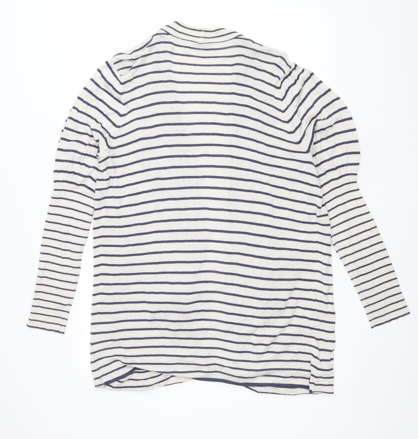 Oui Womens Blue V-Neck Striped Viscose Cardigan Jumper Size 18