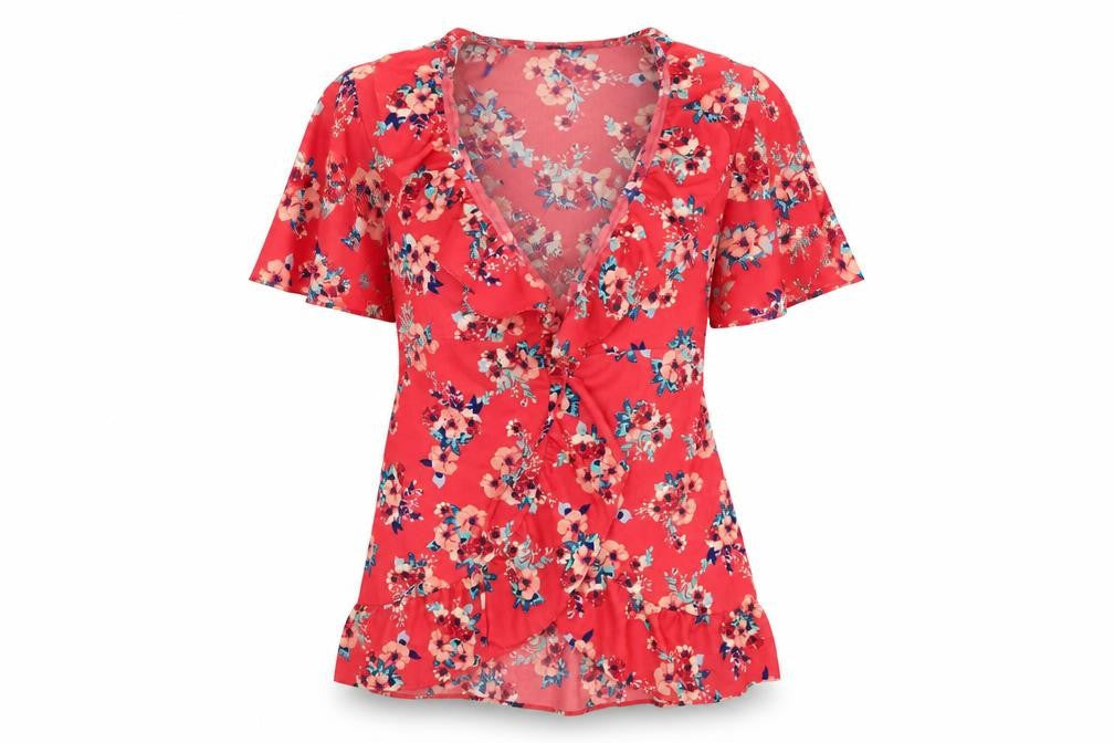 Chamistry Womens Pink V-Neck Floral Polyester Cardigan Jumper Size 8 - Wrap Tie
