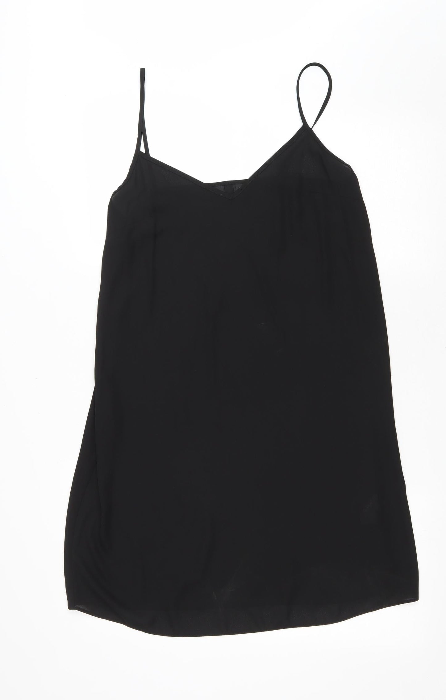 River Island Womens Black Polyester Tank Dress Size 12 V-Neck Pullover