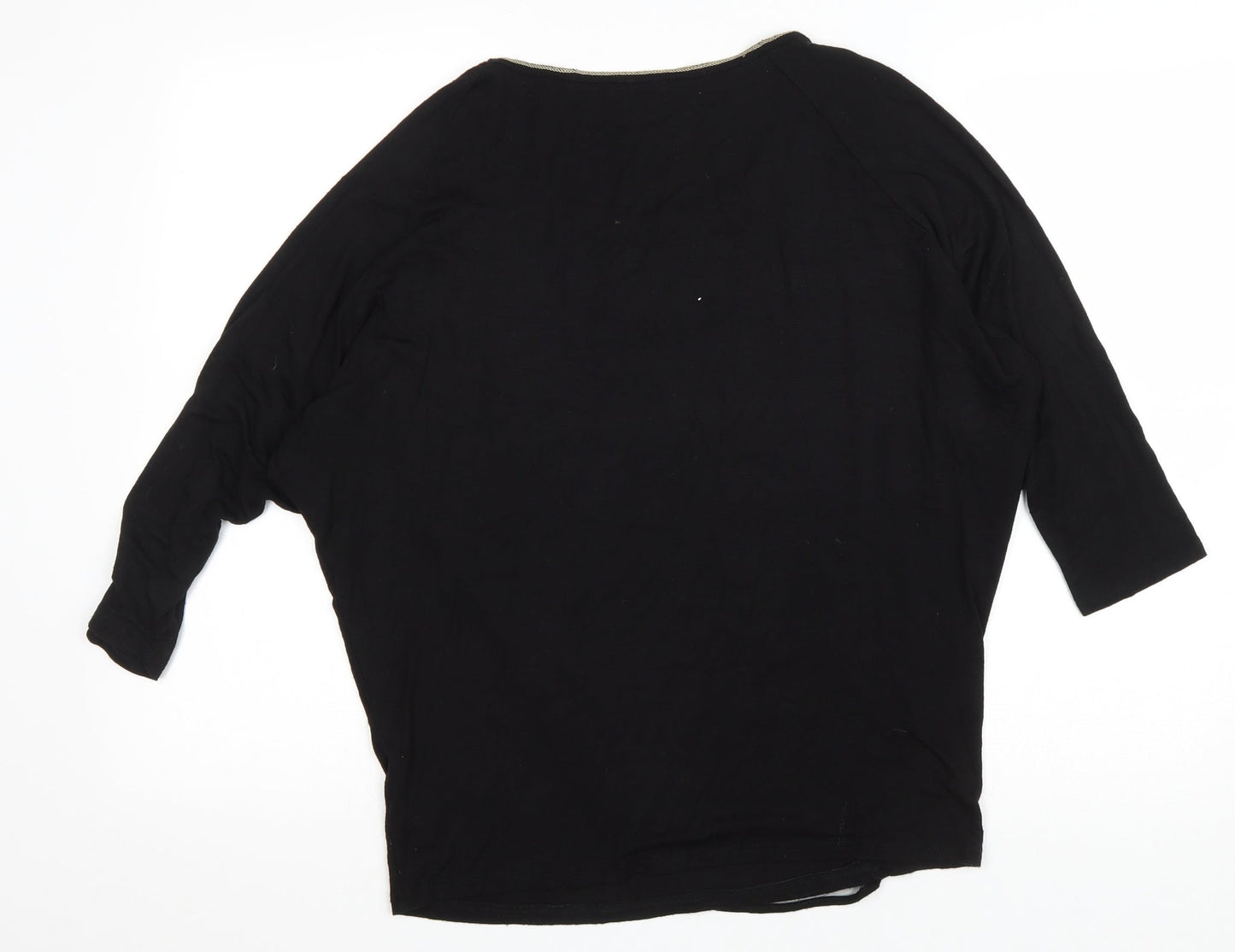 Edizta Womens Black Polyester Basic T-Shirt Size M Scoop Neck - Rose
