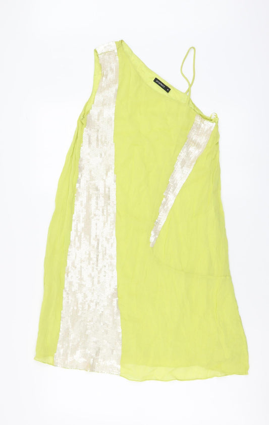 Prophecy Womens Green Polyester A-Line Size S One Shoulder Pullover