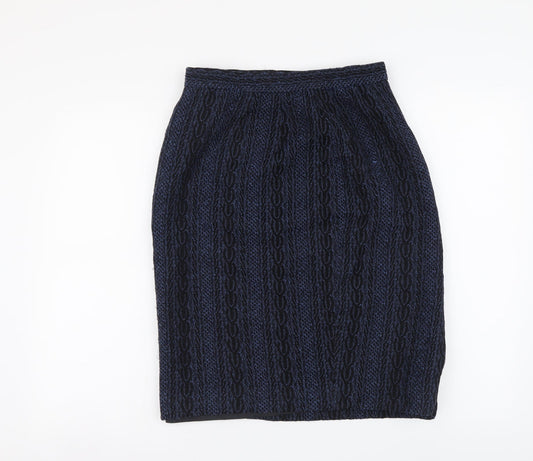Doncaster Womens Blue Geometric Acrylic A-Line Skirt Size 6 Zip