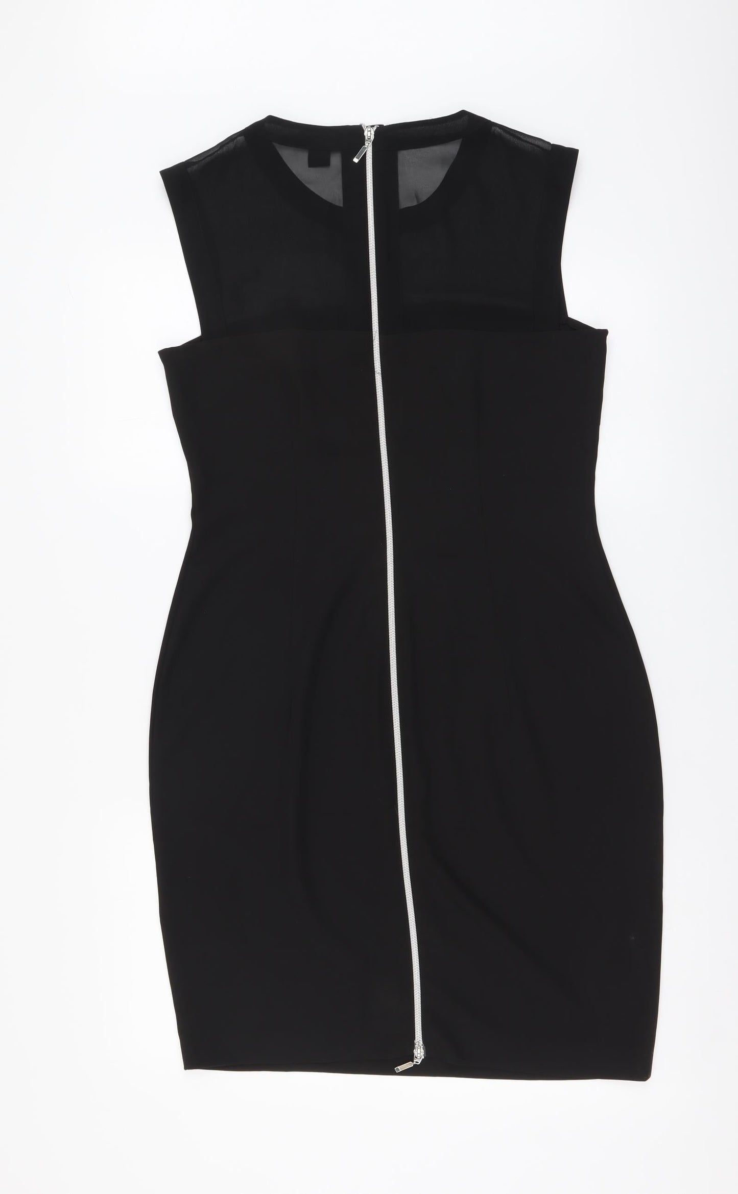 H&M Womens Black Polyester A-Line Size 10 Round Neck Zip
