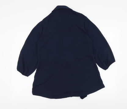 Marks & Spencer Womens Blue Polyester Basic Button-Up Size 10 Collared