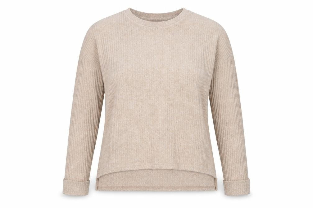 Primark Womens Beige Round Neck Polyester Pullover Jumper Size S - Ribbed fabric