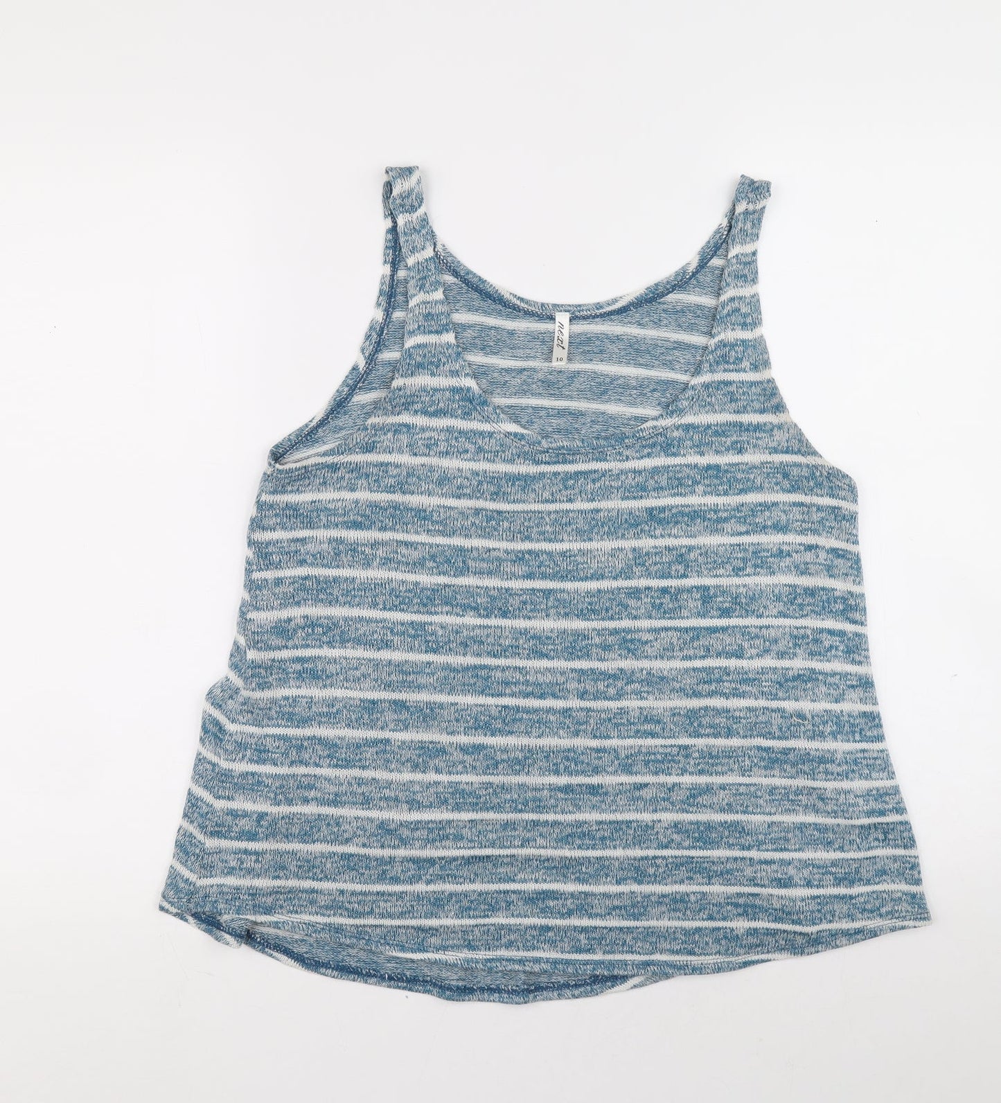 NEXT Womens Blue Striped Viscose Basic Tank Size 10 Scoop Neck