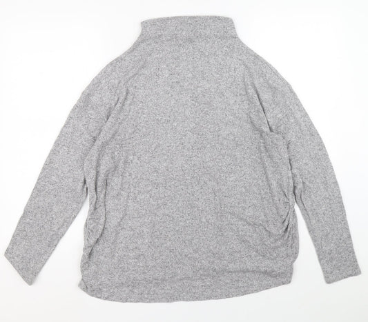 H&M Womens Grey Mock Neck Viscose Pullover Jumper Size XL
