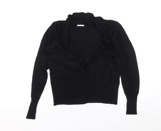 NEXT Womens Black V-Neck Viscose Pullover Jumper Size 12
