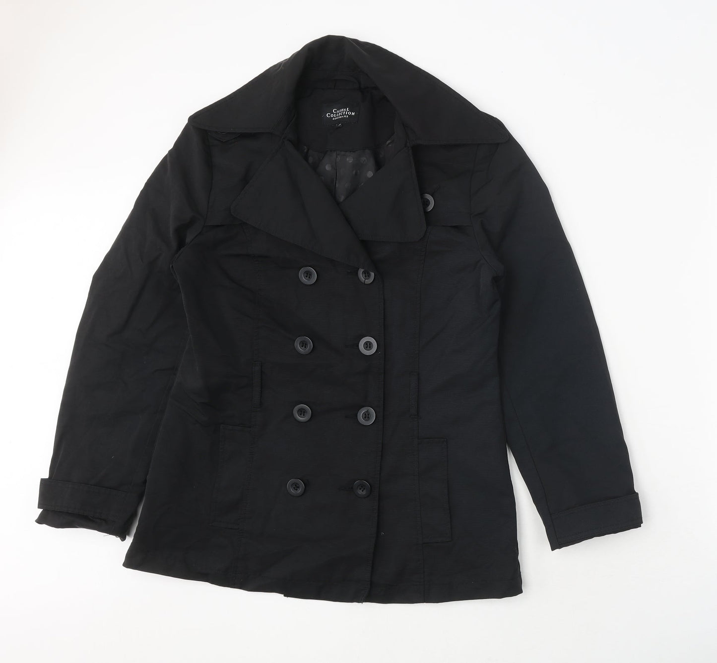 Debehams Womens Blue Trench Coat Coat Size 10 Button