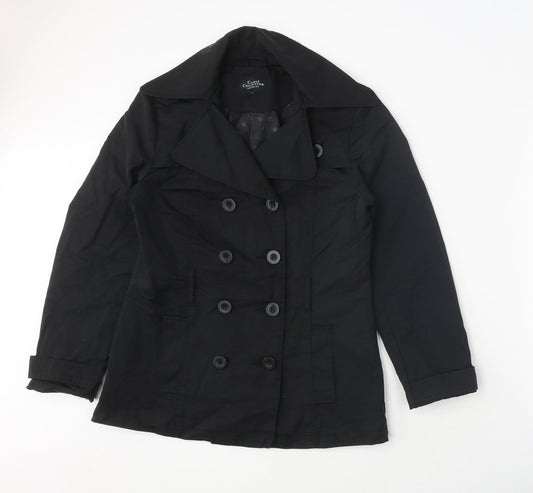 Debehams Womens Blue Trench Coat Coat Size 10 Button