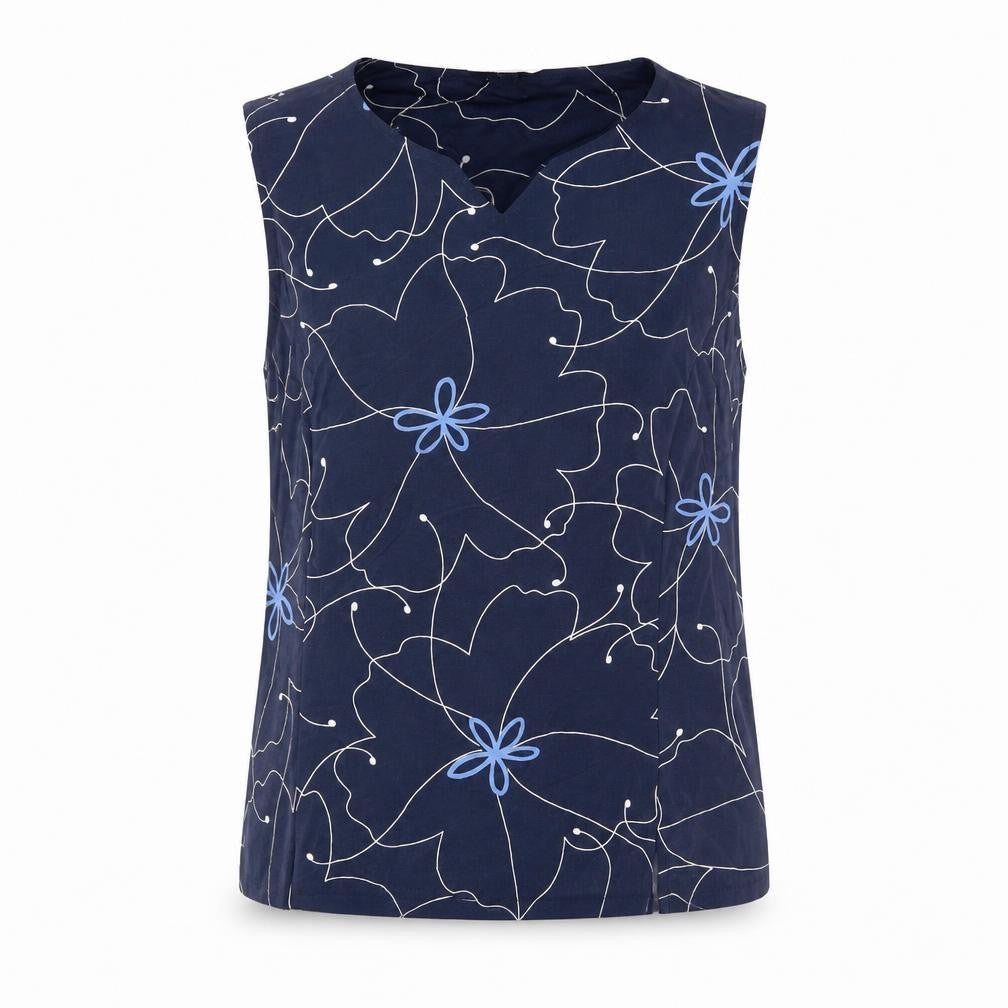 Lakeland Womens Blue Floral Viscose Basic Blouse Size 14 Round Neck