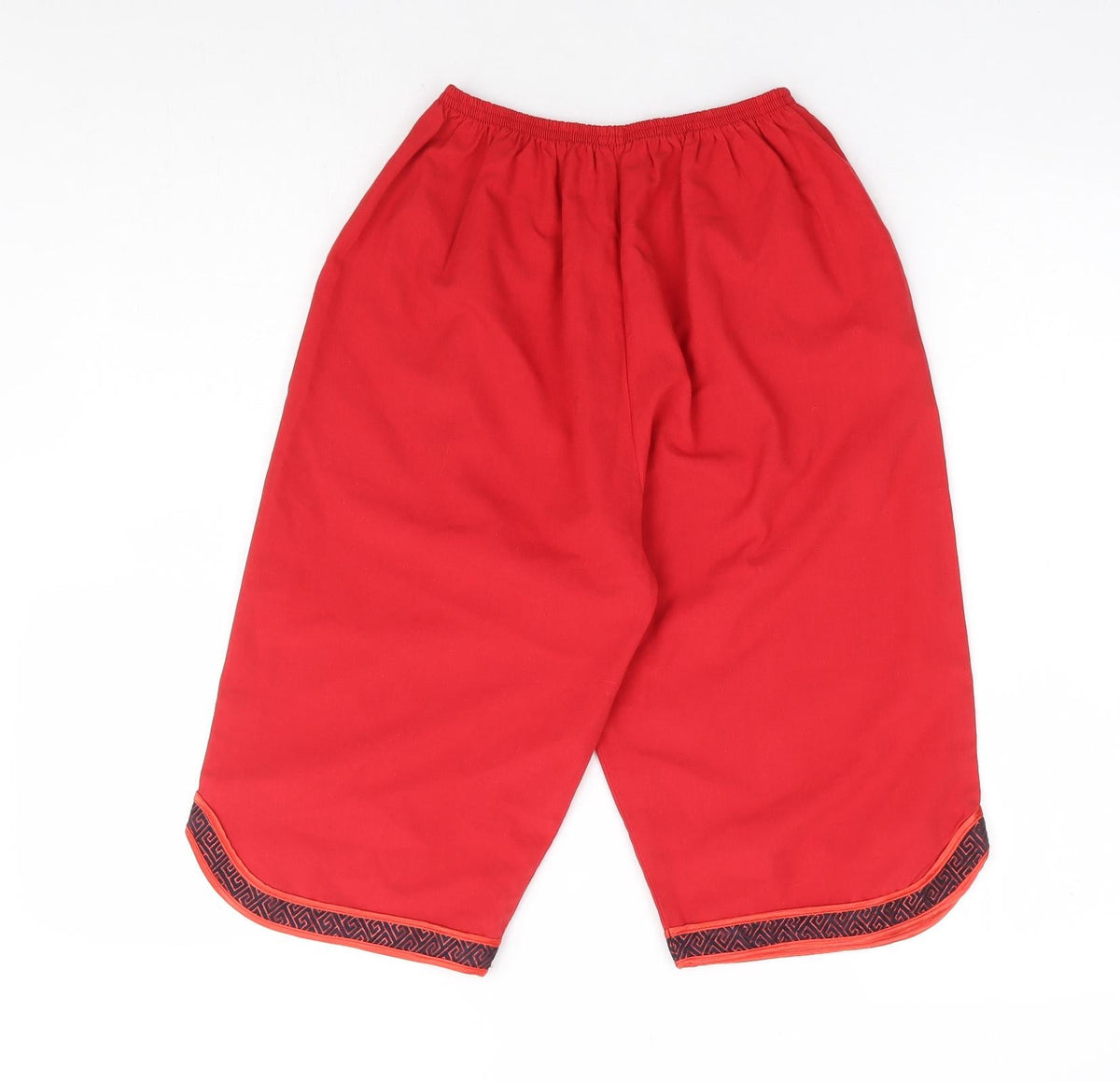 Preworn Womens Red Polyester Cropped Trousers Size 12 Regular