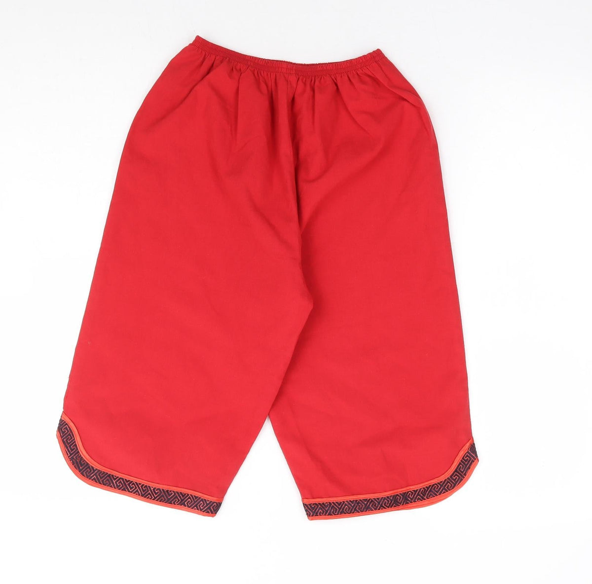Preworn Womens Red Polyester Cropped Trousers Size 12 Regular