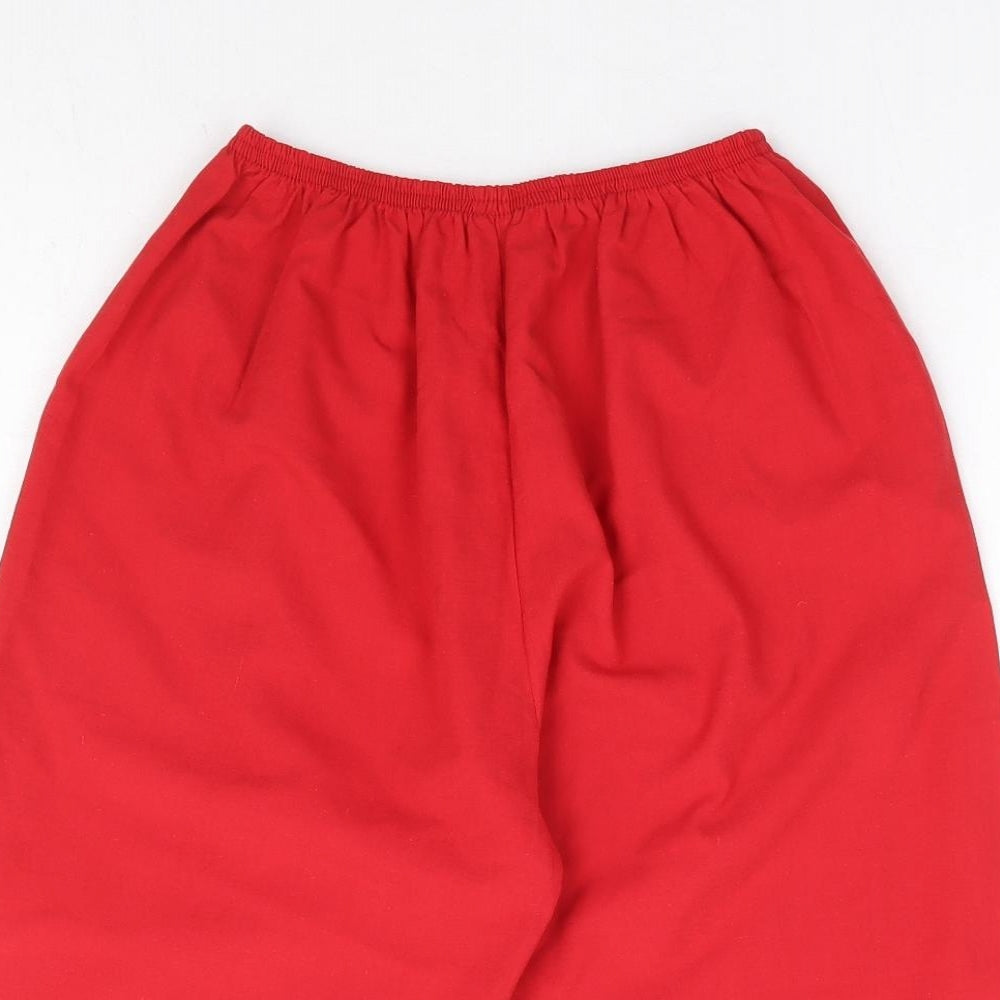Preworn Womens Red Polyester Cropped Trousers Size 12 Regular