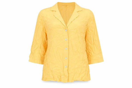 Marks and Spencer Womens Yellow Viscose Basic Button-Up Size 10 Collared
