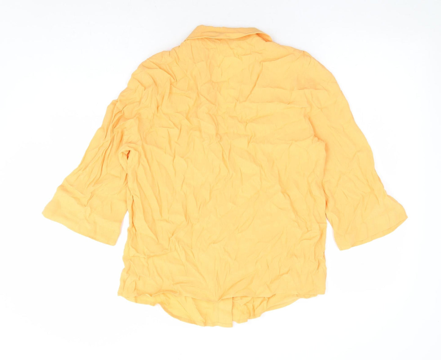 Marks and Spencer Womens Yellow Viscose Basic Button-Up Size 10 Collared