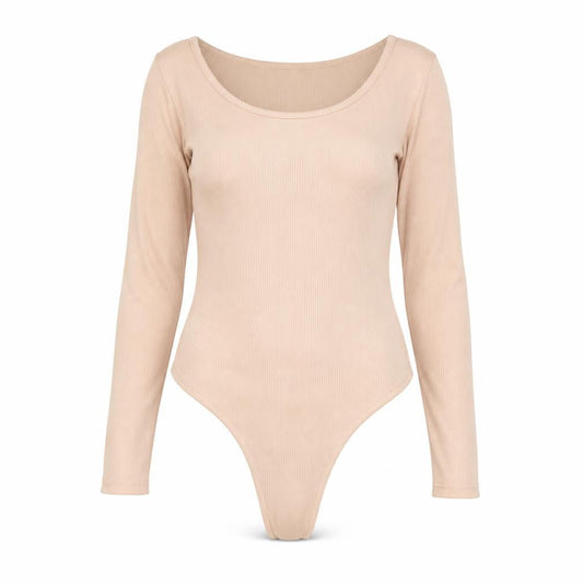 Boohoo Womens Pink Polyester Bodysuit One-Piece Size 10 Snap - Ribbed