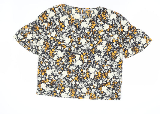 Great Plains Womens Multicoloured Floral Polyester Basic Blouse Size 14 Round Neck
