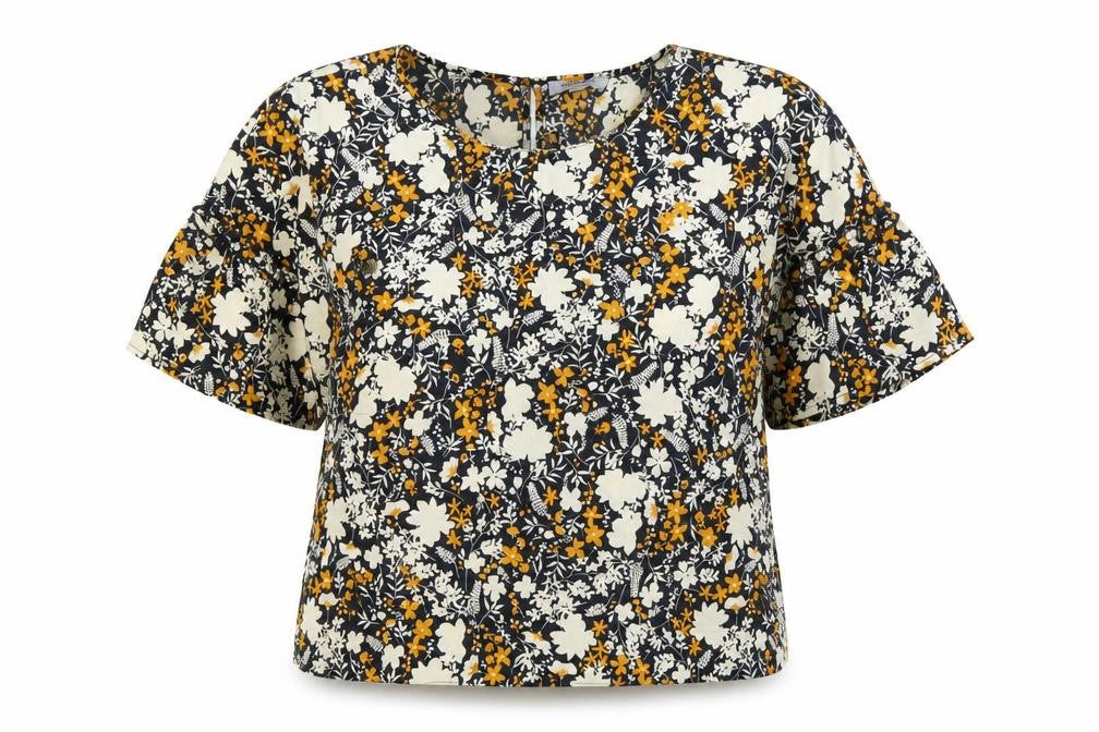 Great Plains Womens Multicoloured Floral Polyester Basic Blouse Size 14 Round Neck