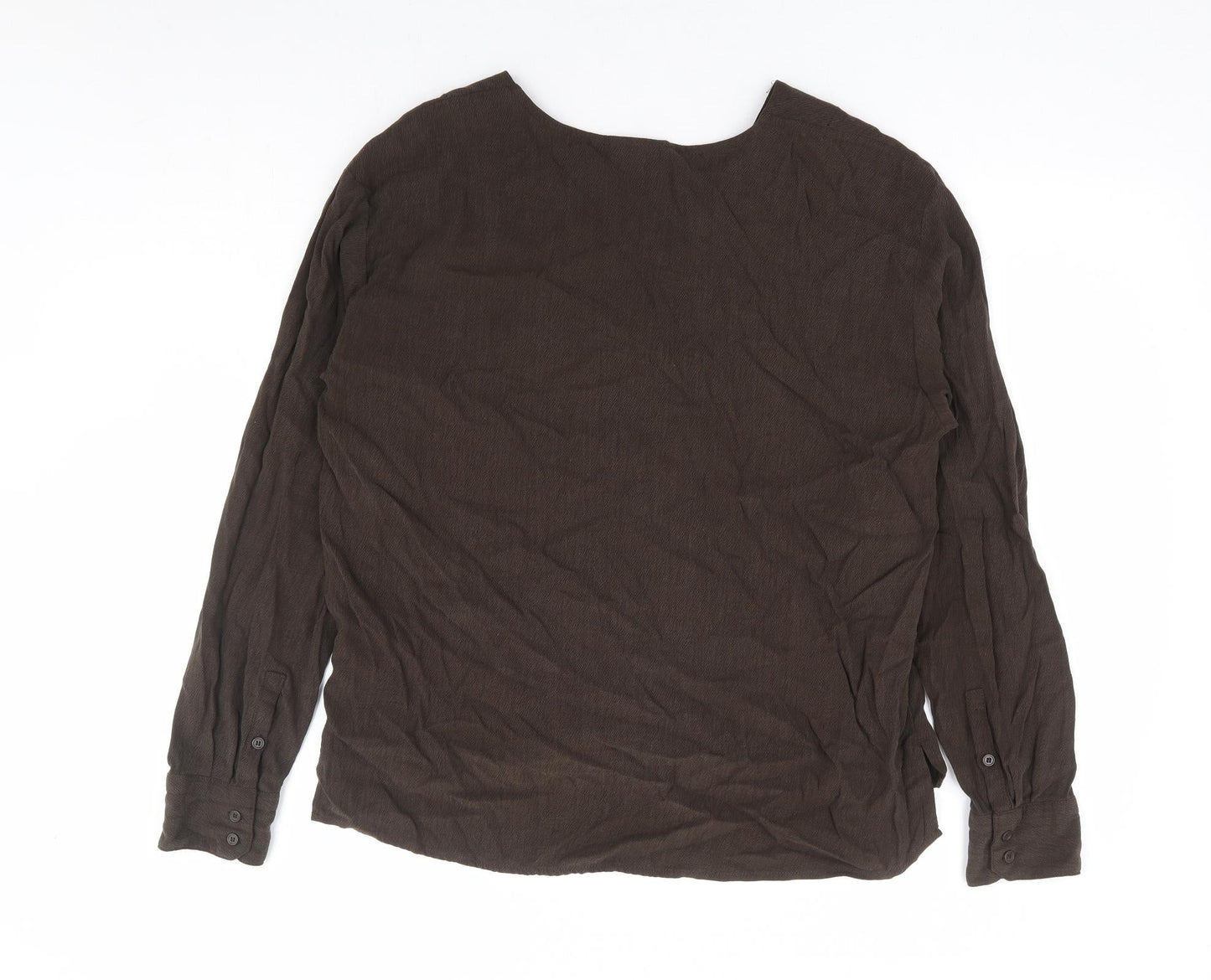 Weekday Womens Brown Viscose Basic Button-Up Size S V-Neck