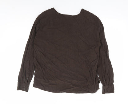 Weekday Womens Brown Viscose Basic Button-Up Size S V-Neck