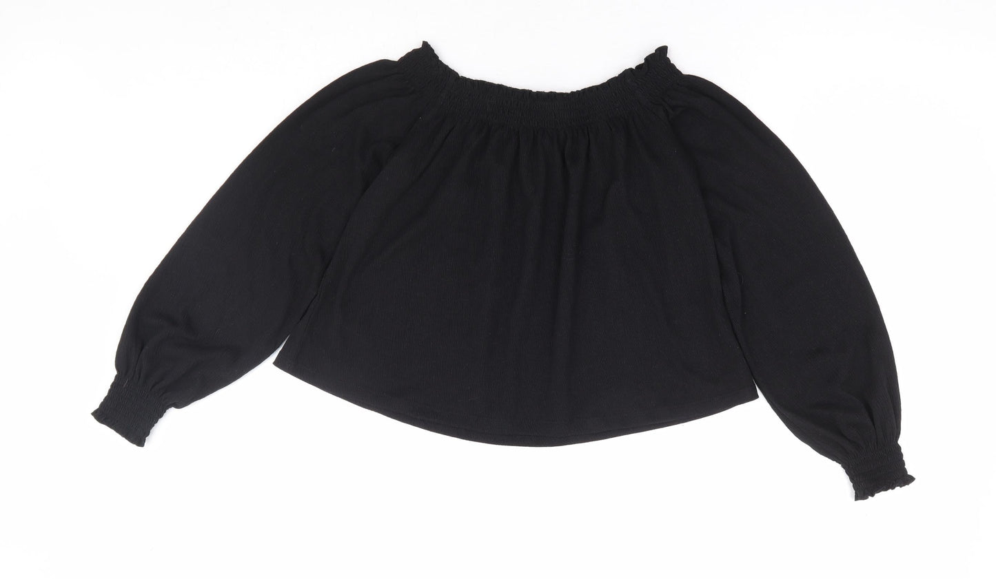 H&M Womens Black Polyester Cropped Blouse Size XS Off the Shoulder