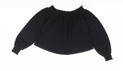 H&M Womens Black Polyester Cropped Blouse Size XS Off the Shoulder